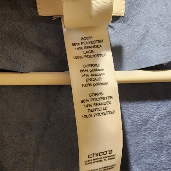 Chico's blue faux suede lace fringe open front cardigan Chico's size 1 - Picture 8 of 14